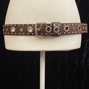 Brown studded belt with silver accents #274